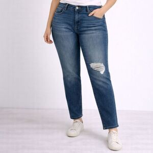 DL1961 Goldie High Rise Boyfriend Distress Smart Denim Jeans Blue 30